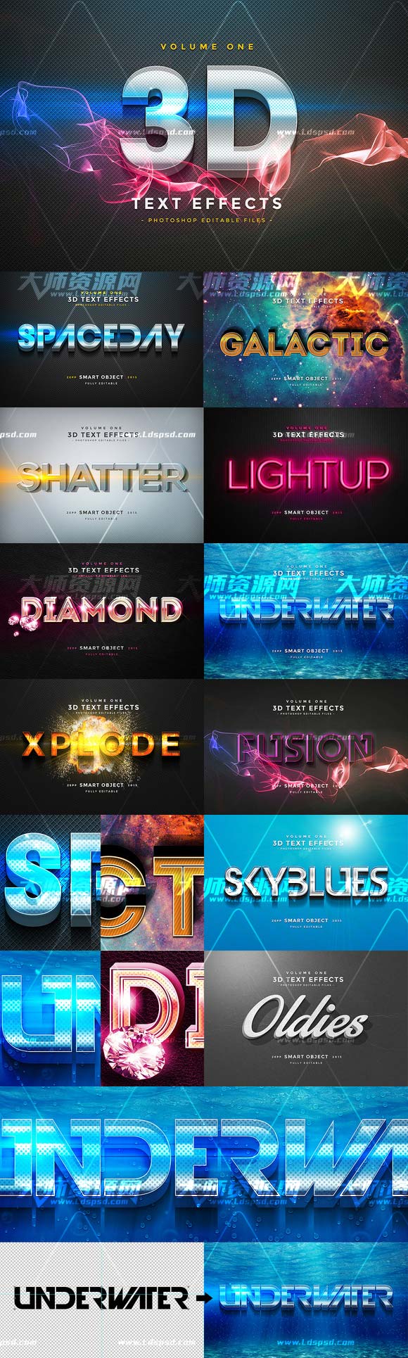 3D Text Effects Vol.1,PS图层样式/3D文本模型